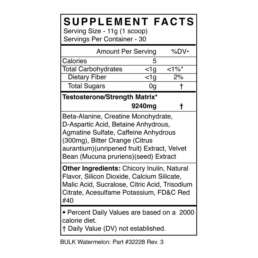 Watermelon flavor packaging of BlackMarket Bulk Pre-Workout ready for refreshing sessions.