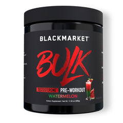 BlackMarket Bulk Pre-Workout watermelon powder delivers steady energy for training.