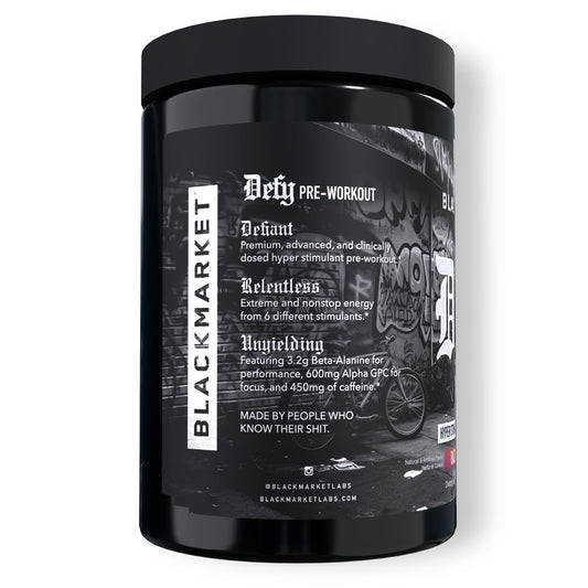 BLACKMARKET DEFY jar spoon shows precise scoop for dosed ingredients