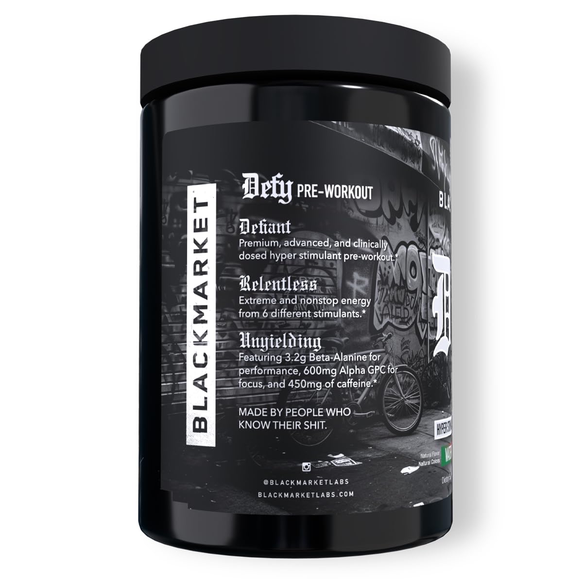 BLACKMARKET DEFY scoop in tub ready for precise dosing.
