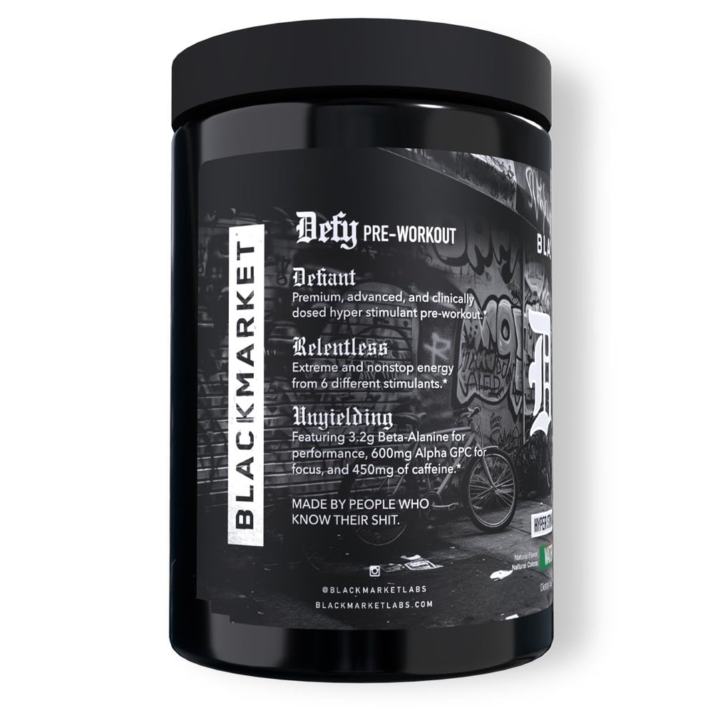 BLACKMARKET DEFY scoop in tub ready for precise dosing.