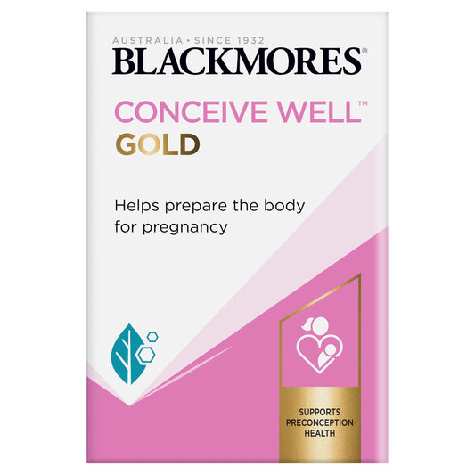 Blackmores Conceive Well Gold bottle showing daily conception support nutrients