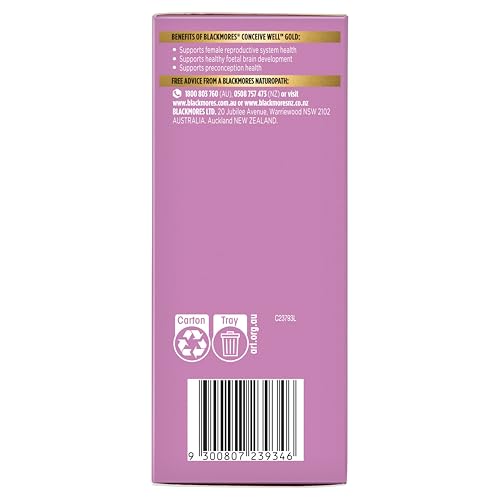 Blackmores Conceive Well Gold tablets closeup highlighting folic acid and iodine