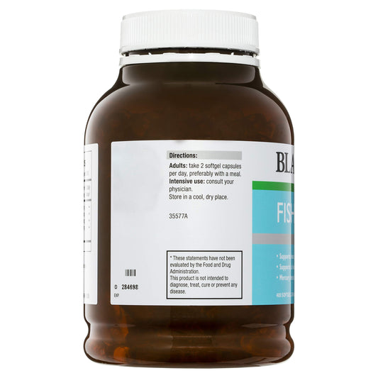 Close-up of Blackmores Fish Oil 1000 capsules showing EPA and DHA