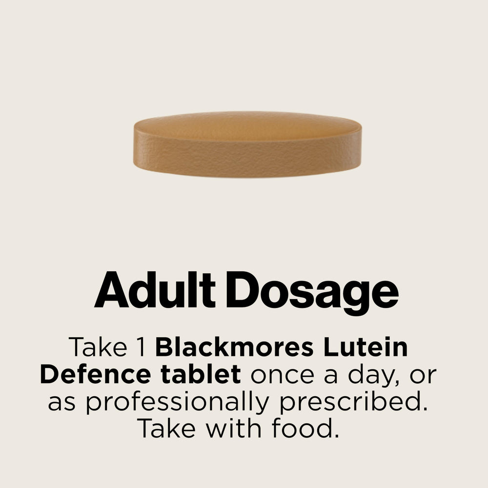 Desk-ready packaging of Blackmores Lutein Defence on a counter