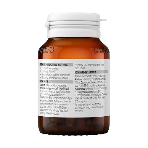 Blackmores Mega B Complex 75 capsules closeup shows compact, easy-to-swallow pills