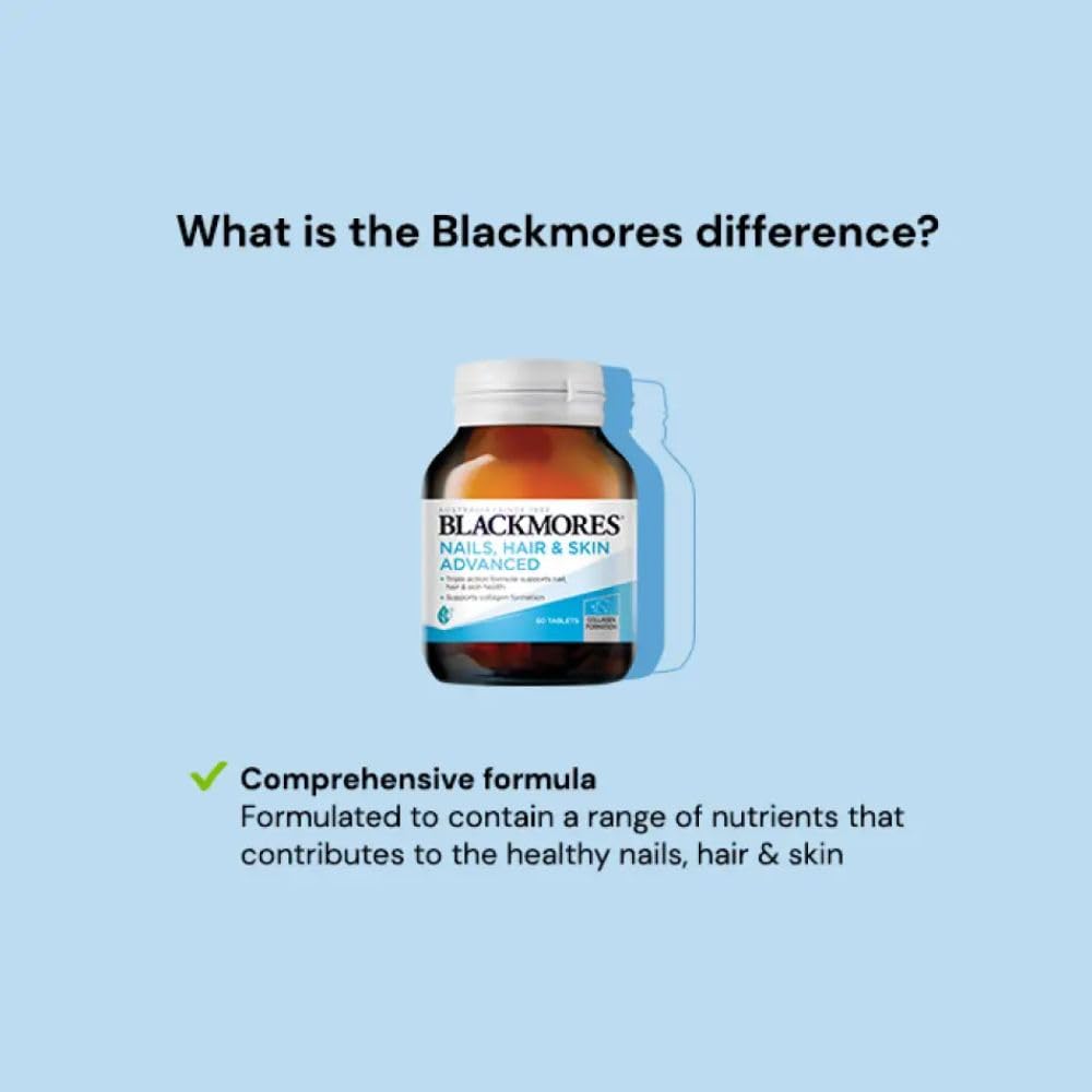 Blackmores Nails Hair Skin on skin close-up indicating radiant, healthy-looking skin.