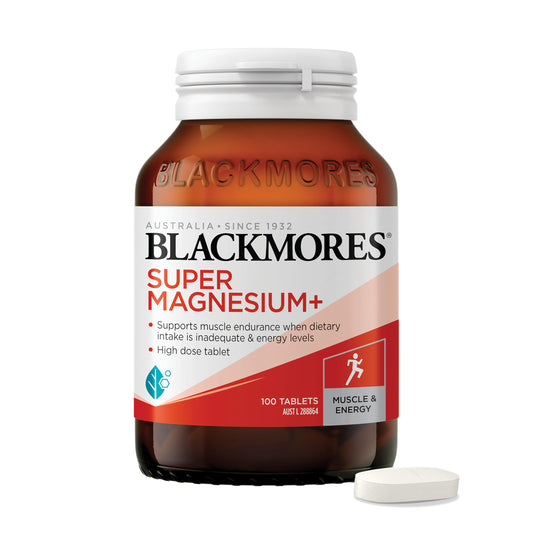 Blackmores Super Magnesium Plus bottle front view for daily energy and wellbeing