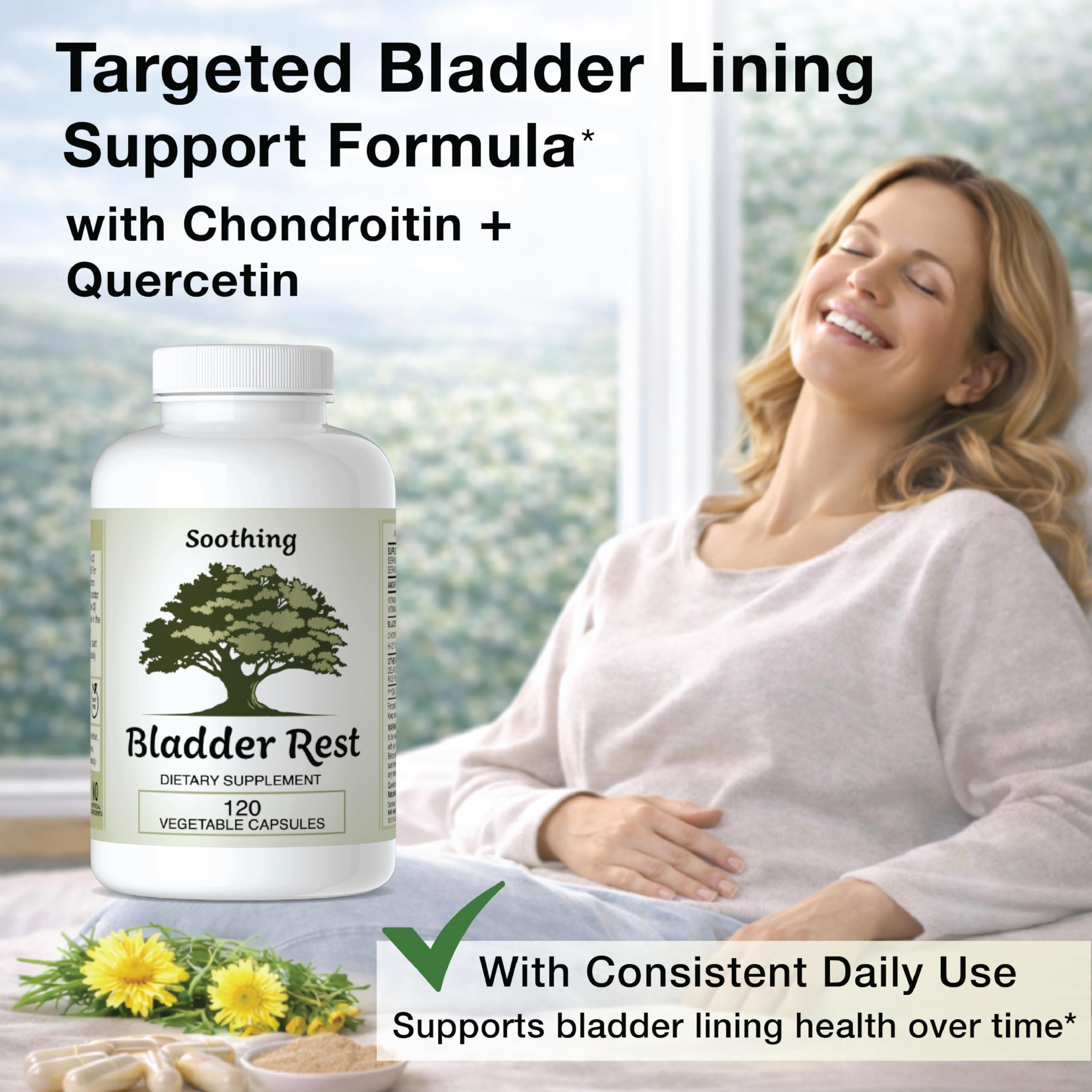 Bladder Rest capsules close-up showing convenient daily use.