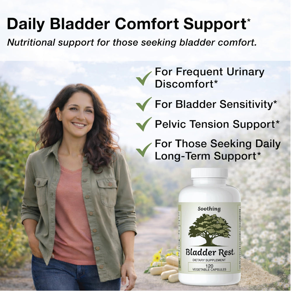Bladder Rest ingredients panel featuring vitamin D3 and K2 for foundational support.
