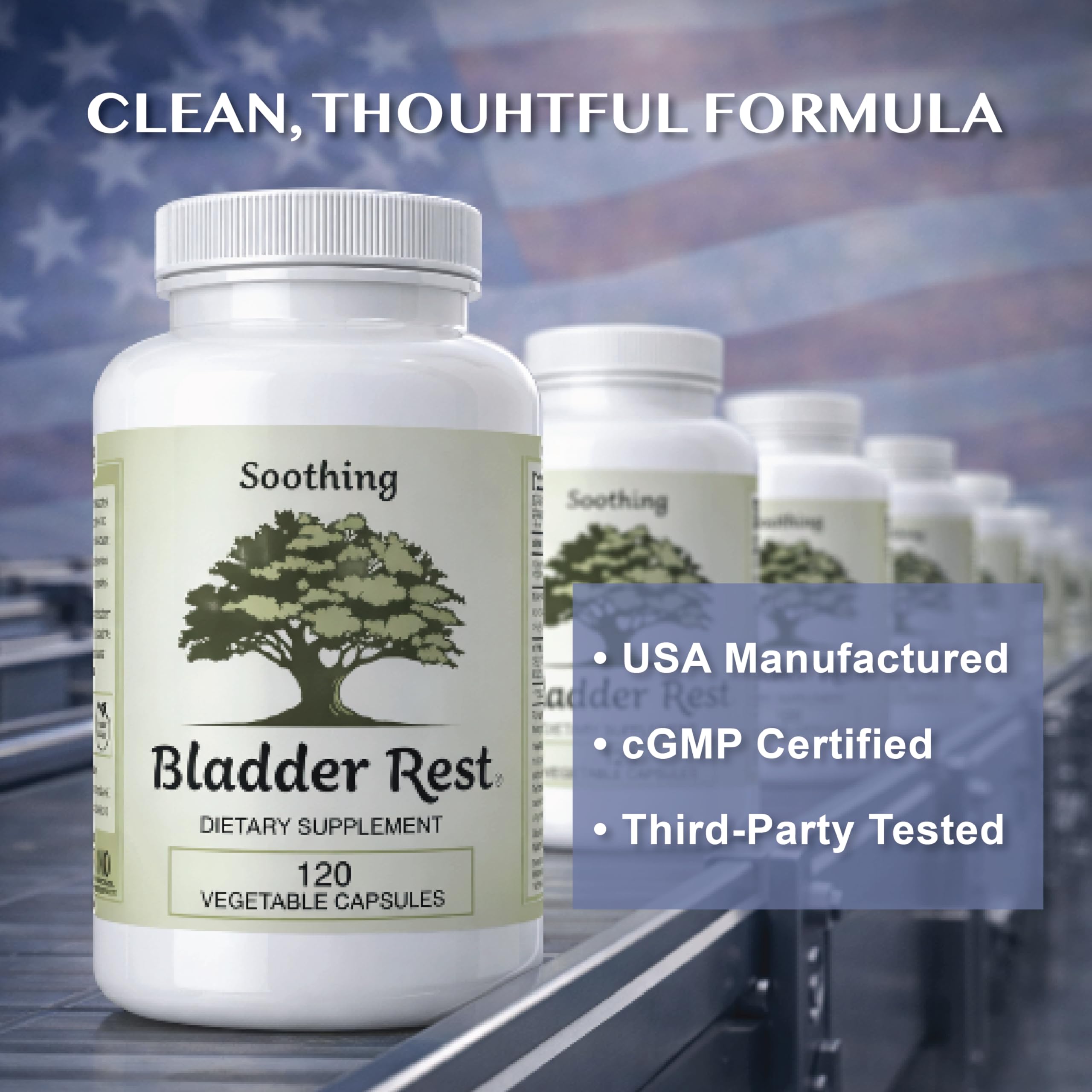 Bladder Rest USA-made packaging stamp emphasizing quality manufacturing.