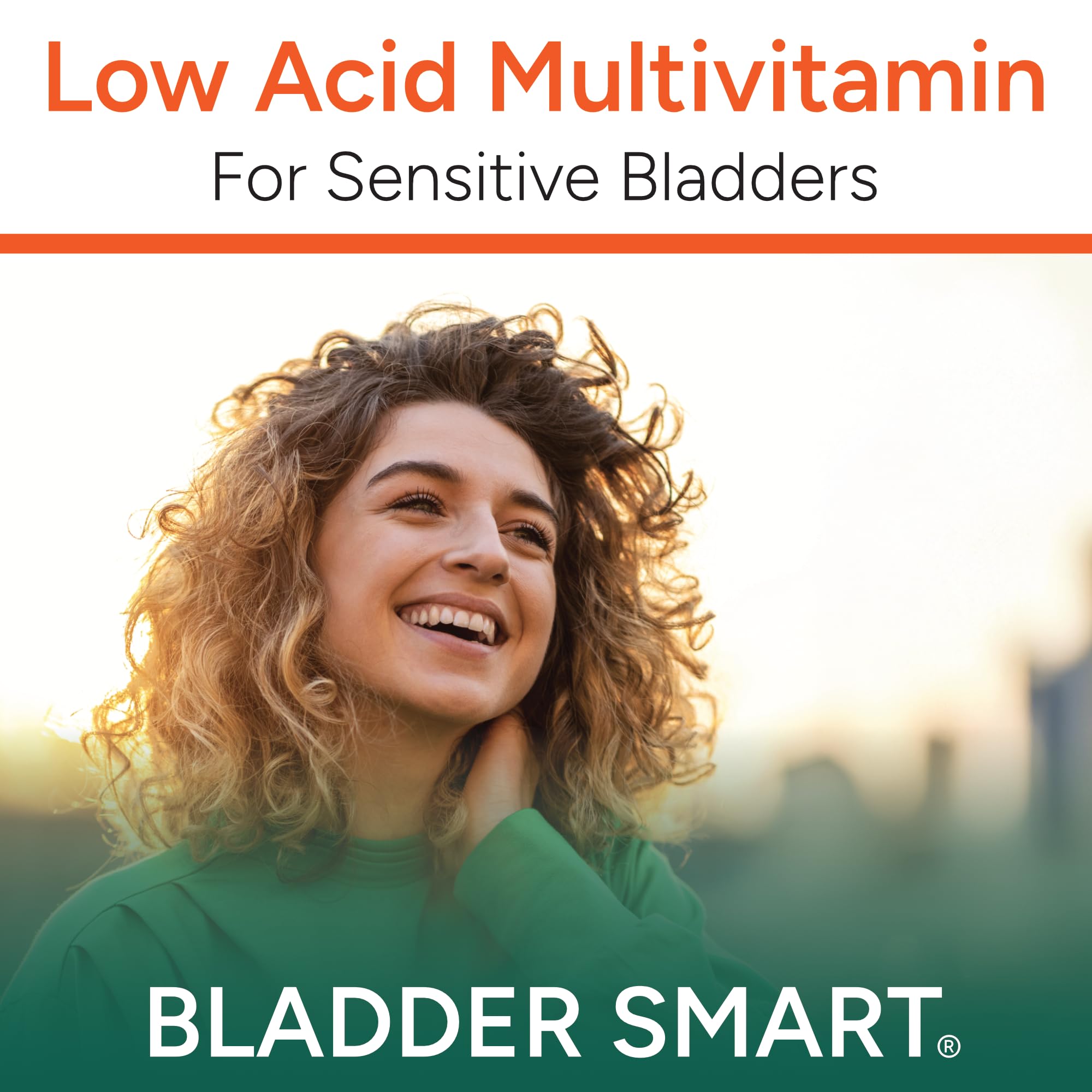 BLADDER SMART bottle back label highlights ingredients designed for sensitive bladders