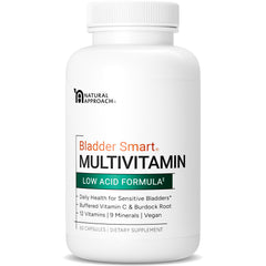 BLADDER SMART low-acid multivitamin bottle front view showing gentle bladder-friendly nutrition
