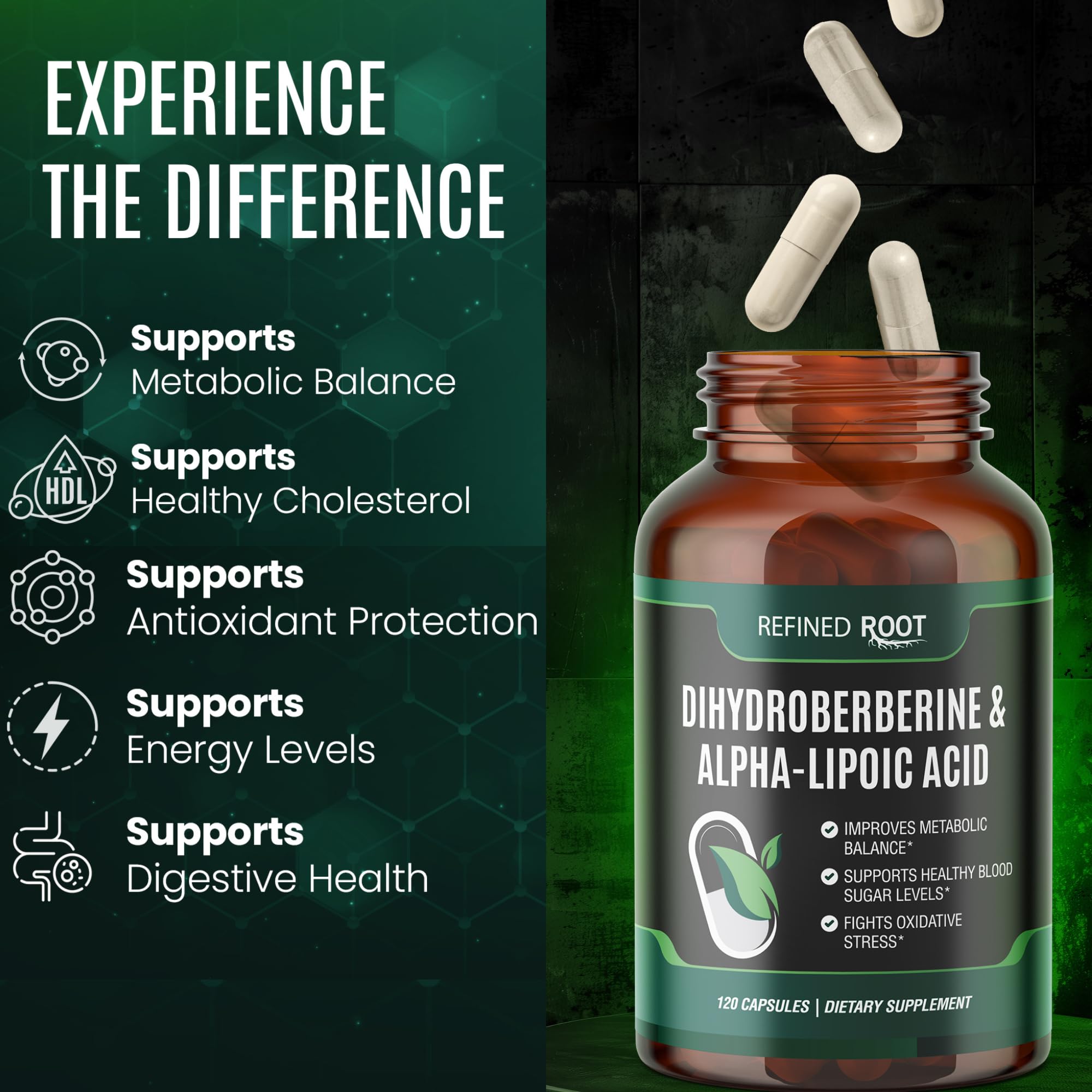Blast Supplements Dihydroberberine Alpha-Lipoic Acid capsules close-up showing ingredient blend