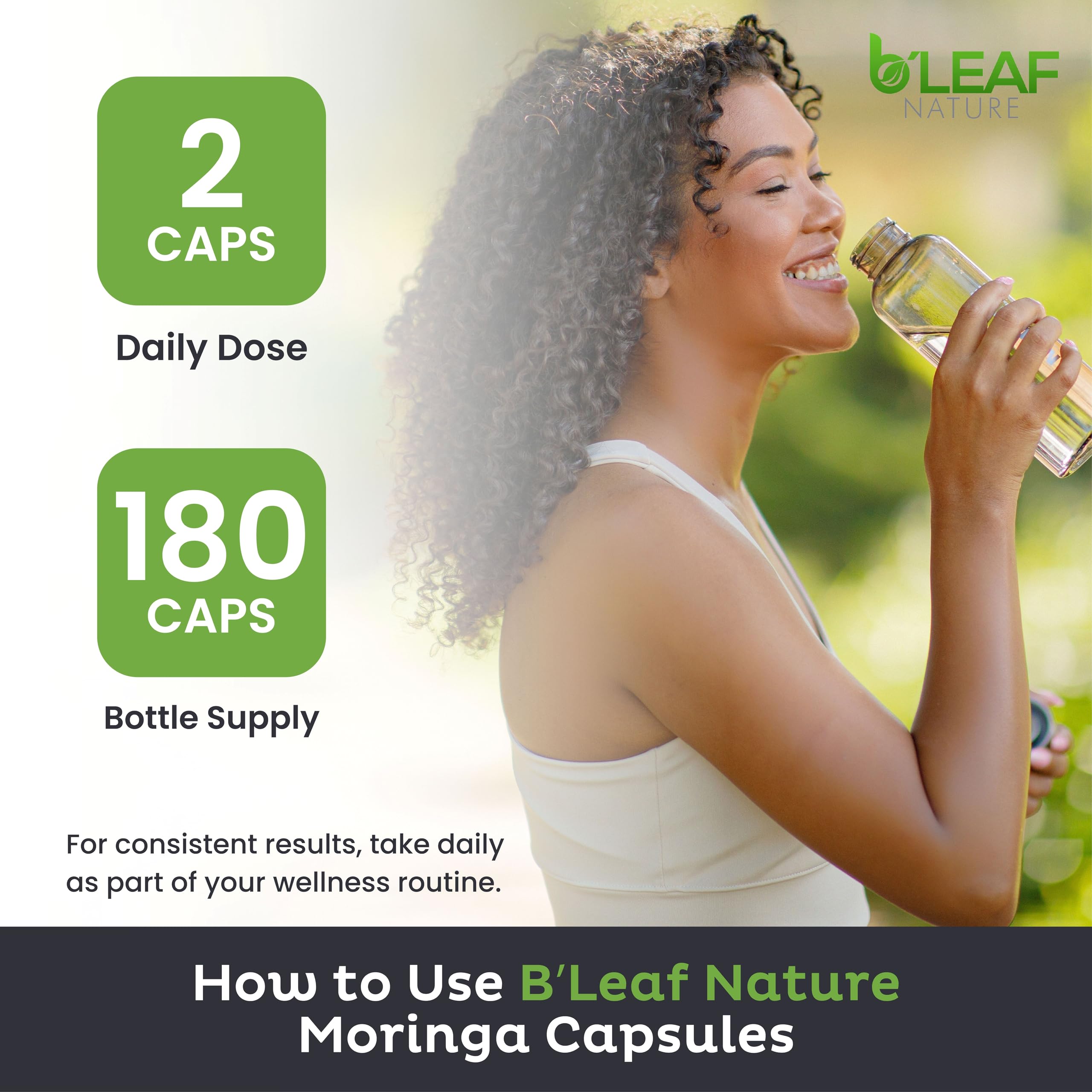 B’LEAF NATURE organic veggie capsules ready for vegan daily use.