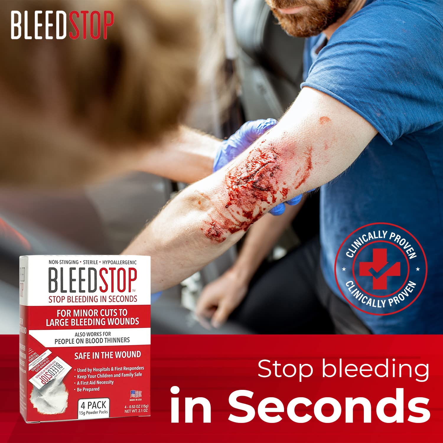 BleedStop powder nosebleed application helps ease nasal bleeding safely.