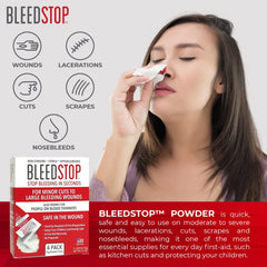 BleedStop safety-focused powder offers quick, non-stinging support for minor bleeds.