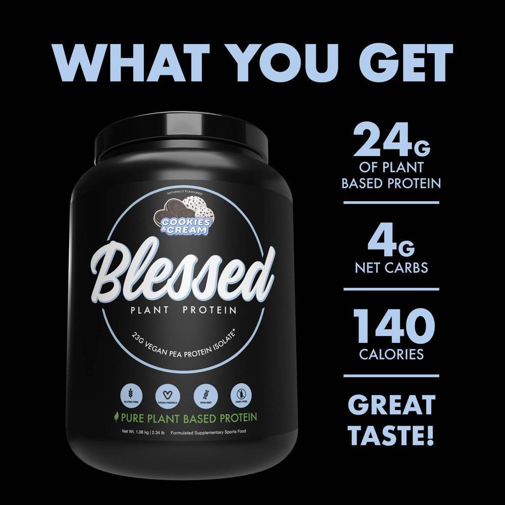 Glass of prepared BLESSED shake showing creamy texture and flavor.