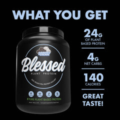 Glass of prepared BLESSED shake showing creamy texture and flavor.