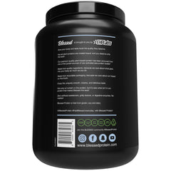Spoonful of BLESSED powder over a blending shake for quick mix.
