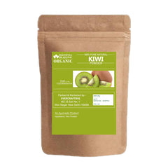 Blessfull Healing kiwi powder scoop resting on counter, measuring ideal portions.