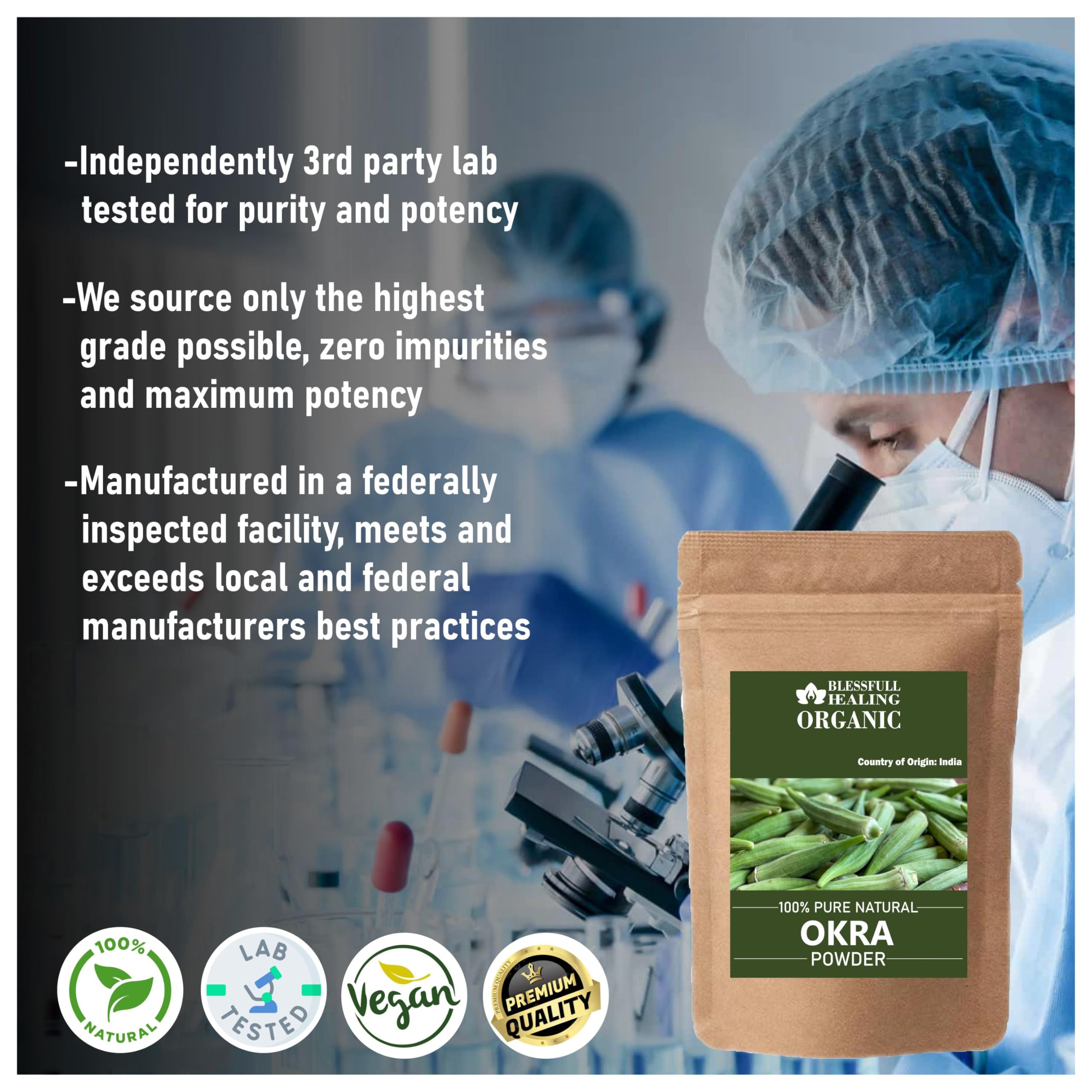 Scoop of Blessfull Healing Okra Powder for easy dosing