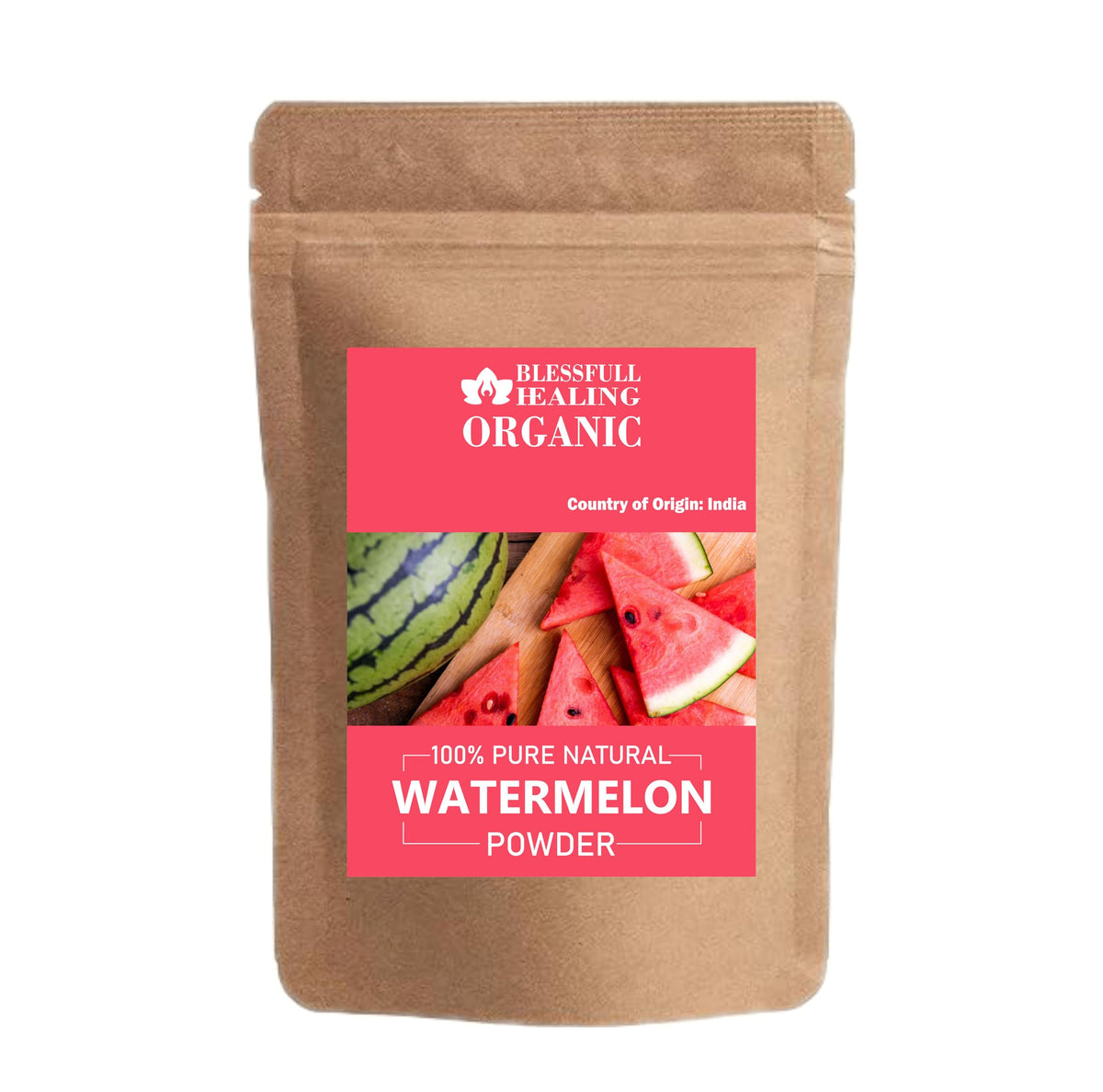 Blessfull Healing Watermelon Powder bottle front showing 300g jar, ideal for refreshing smoothies.