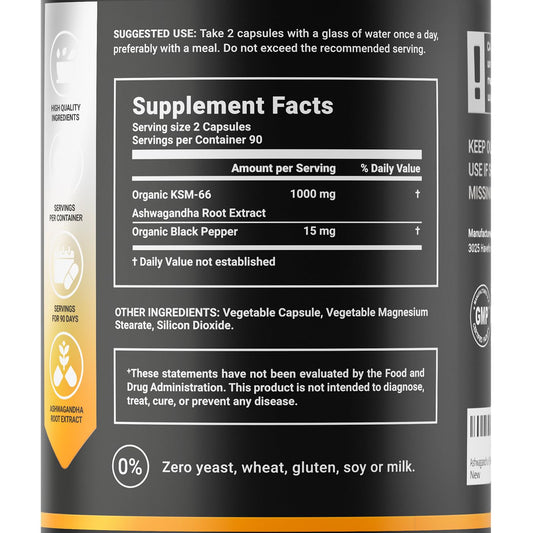 B Life Company Ashwagandha KSM-66 capsules provide vegan daily adaptogen intake