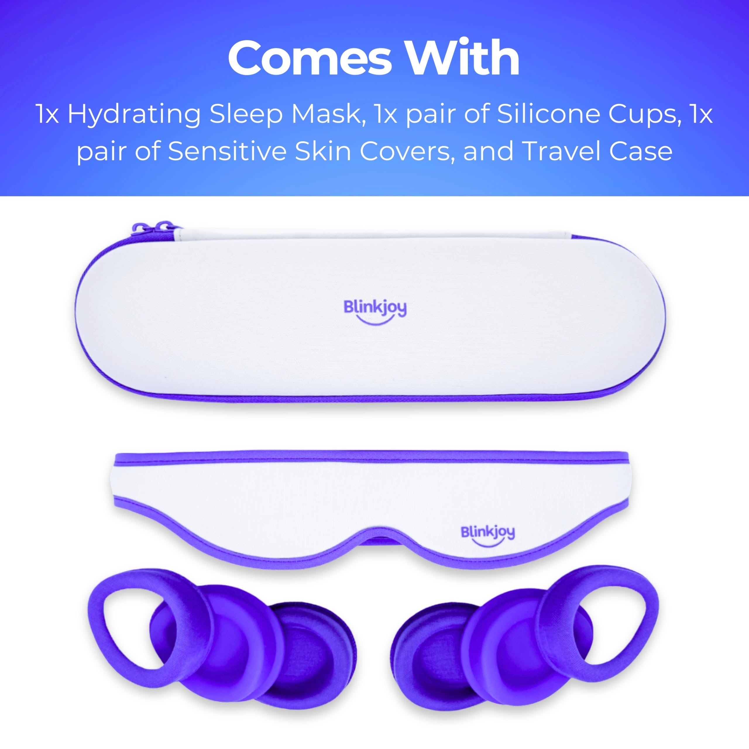 Blinkjoy Hydrating Sleep Mask adjustable strap provides a customizable fit.