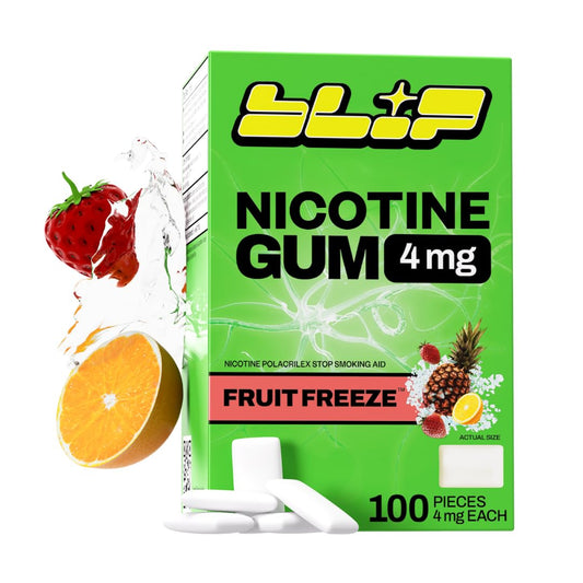 Blip NRT Fruit Freeze gum pack helps curb cravings during quit attempts.
