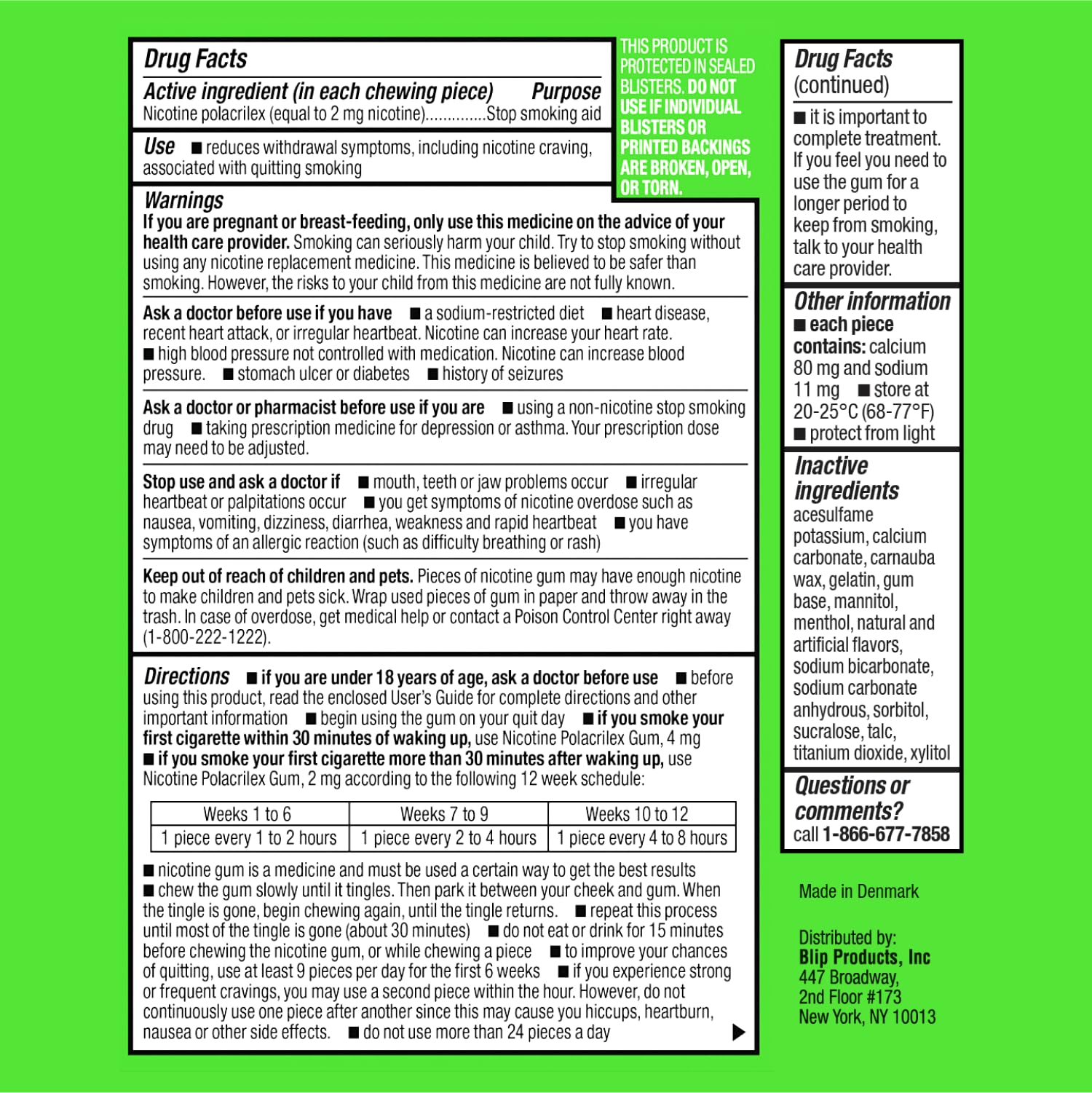 Blip NRT gum piece highlights mint freeze flavor for quick craving control.