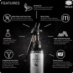 Blisque Himalayan Shilajit resin jar close up with rich minerals for wellness