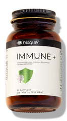 Blisque IMMUNE+ bottle front signaling year-round immune support for daily wellness