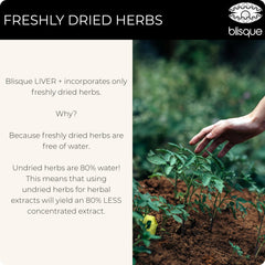 Blisque LIVER+ organic certification seal emphasizes clean ingredients