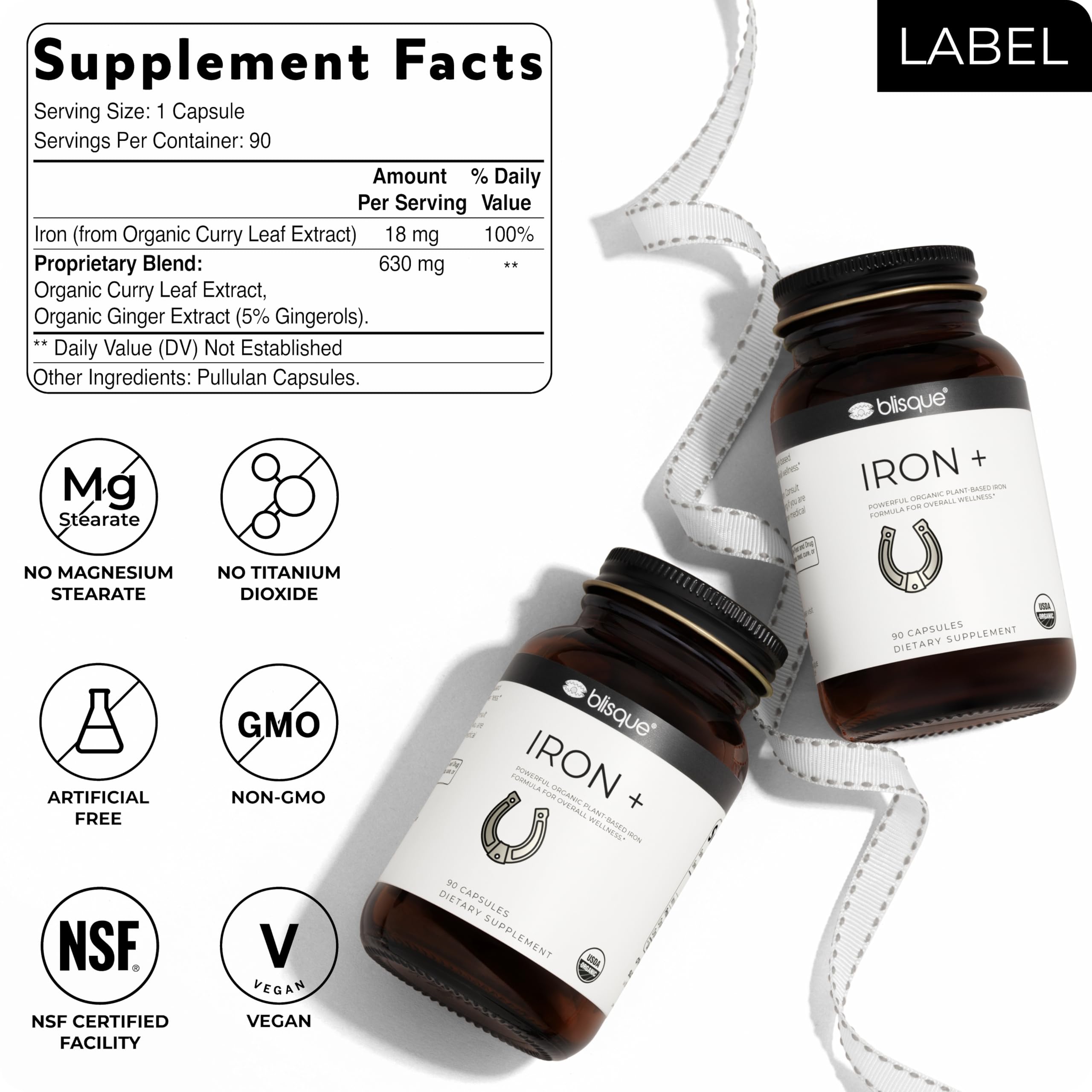 Blisque organic certification label assures trusted organic sourcing.