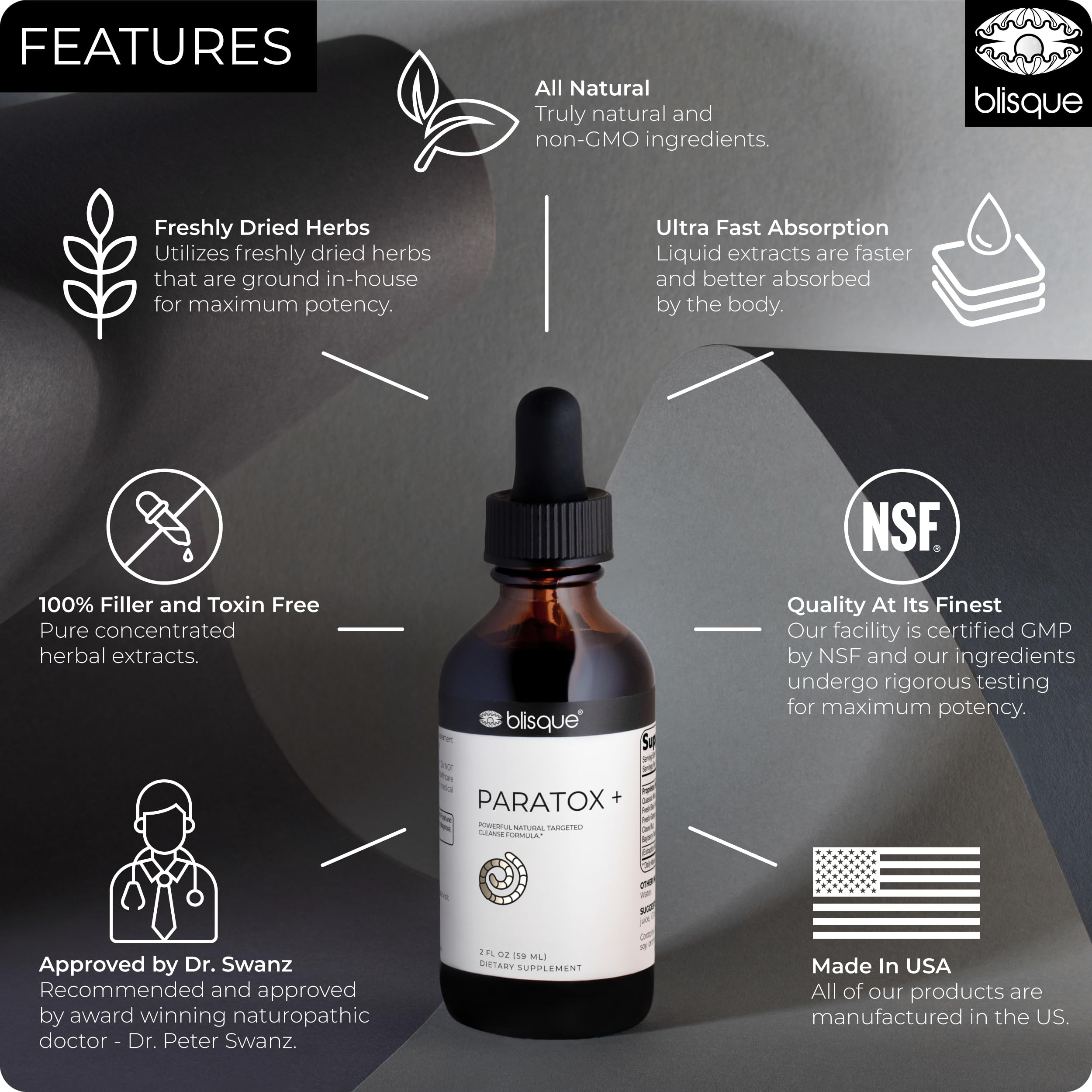 Blisque PARATOX+ herbal blend with cloves, garlic, and fennel for gut balance