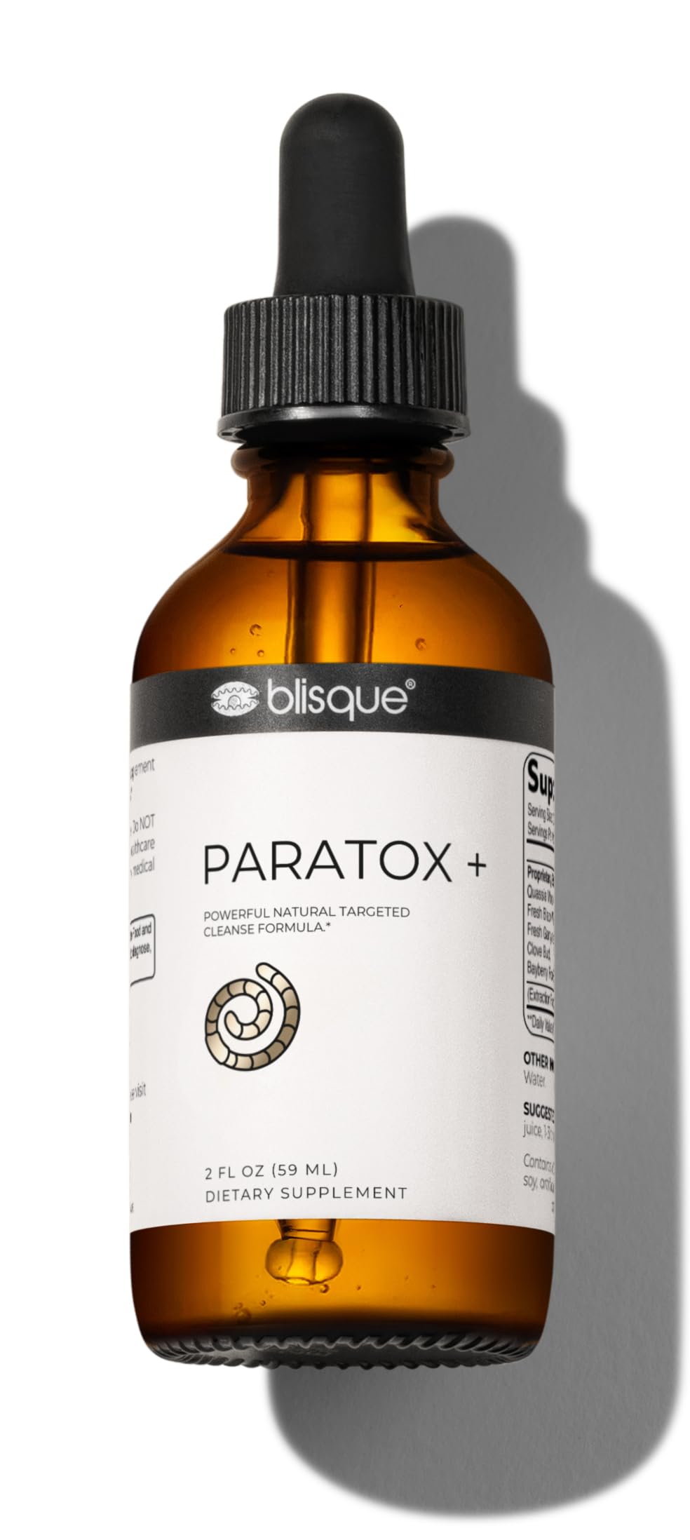 Blisque PARATOX+ bottle front indicating targeted cleanse support