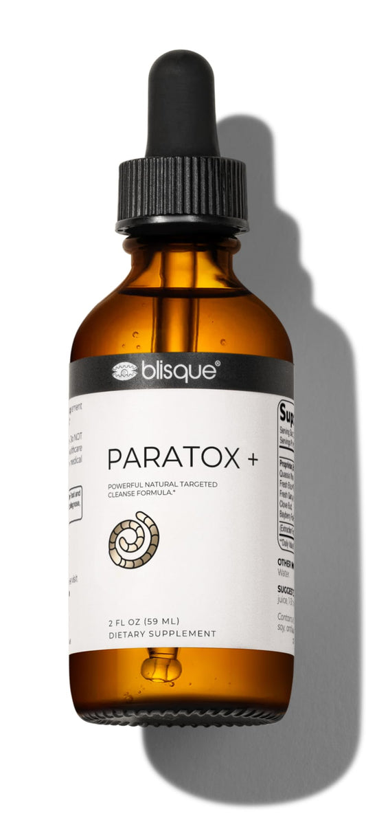 Blisque PARATOX+ bottle front indicating targeted cleanse support