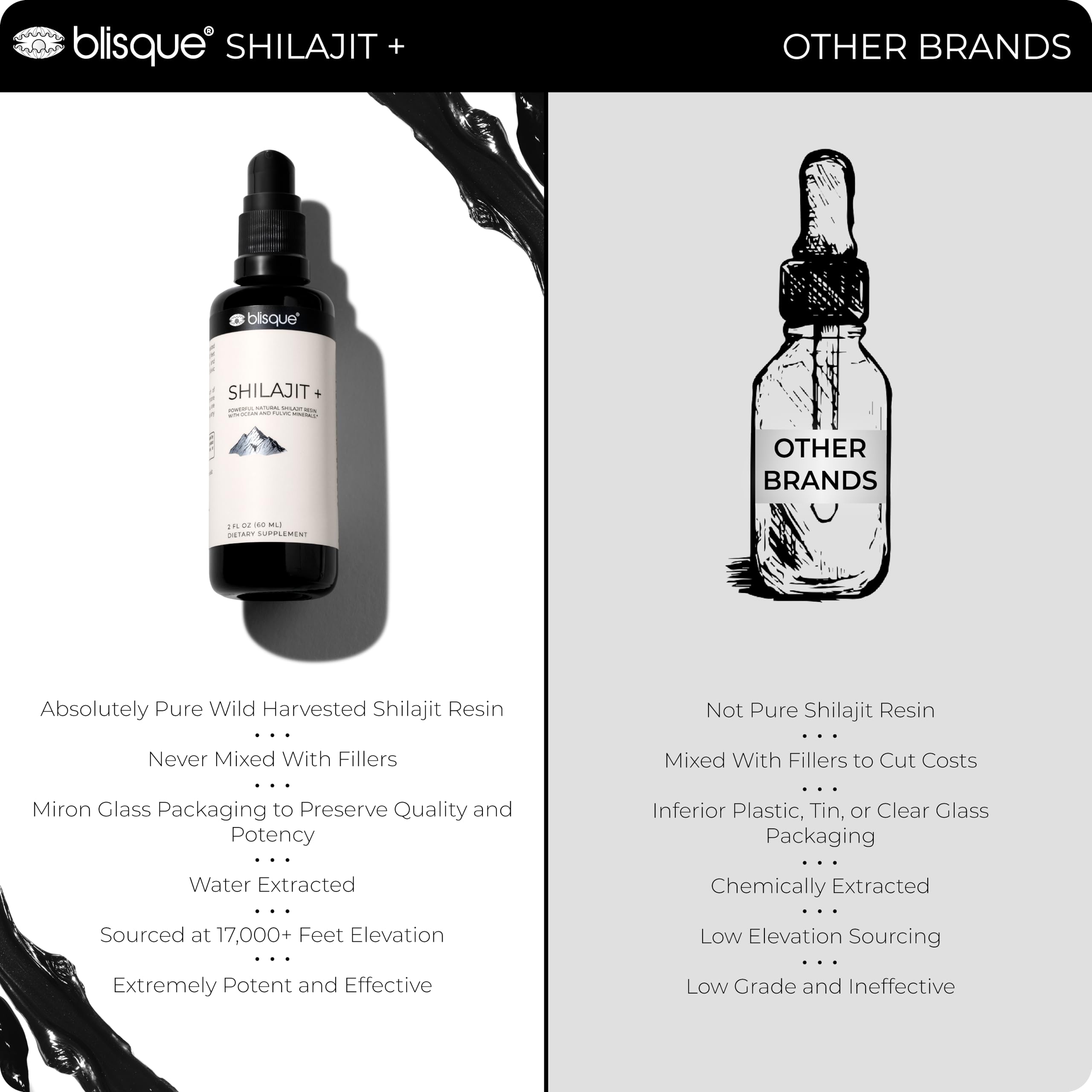 Blisque Shilajit resin antioxidants label detail signaling natural purity
