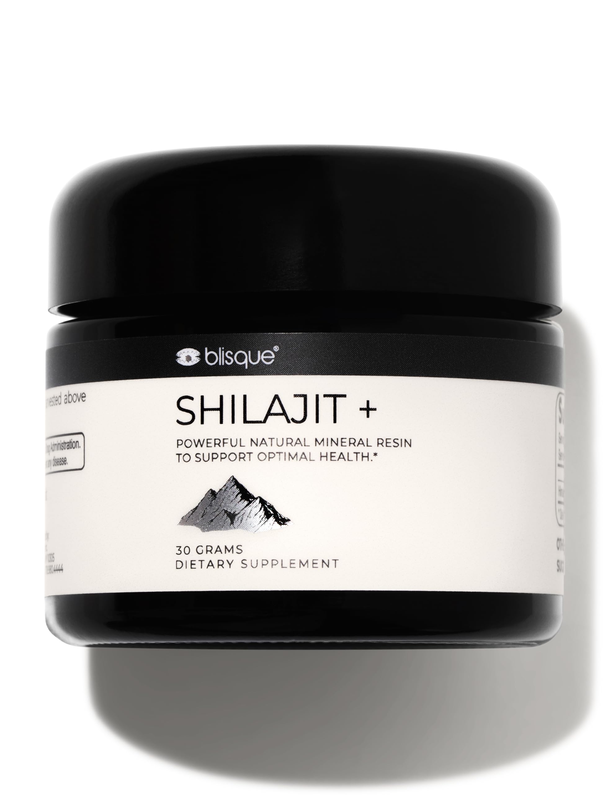 Blisque Shilajit resin jar close-up shows premium texture for energy support.