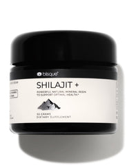 Blisque Shilajit resin jar close-up shows premium texture for energy support.