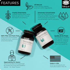 Blisque Thyroid Support with ashwagandha capsules—calm energy for focus.