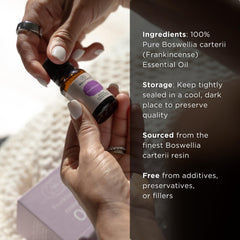 Bliss by Patricia frankincense massage blend applied to shoulders