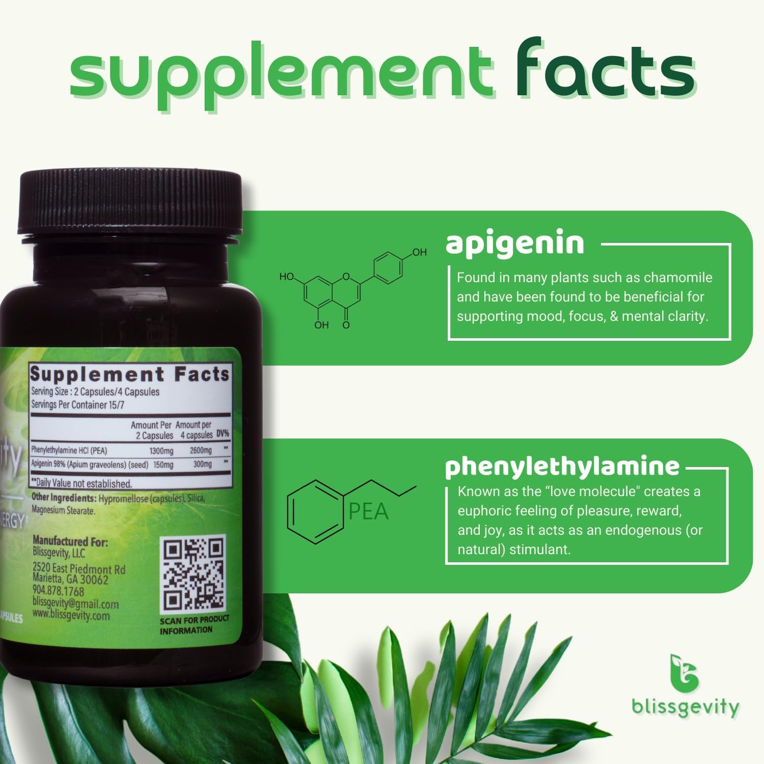 Blissgevity capsules close-up highlighting natural mood support.