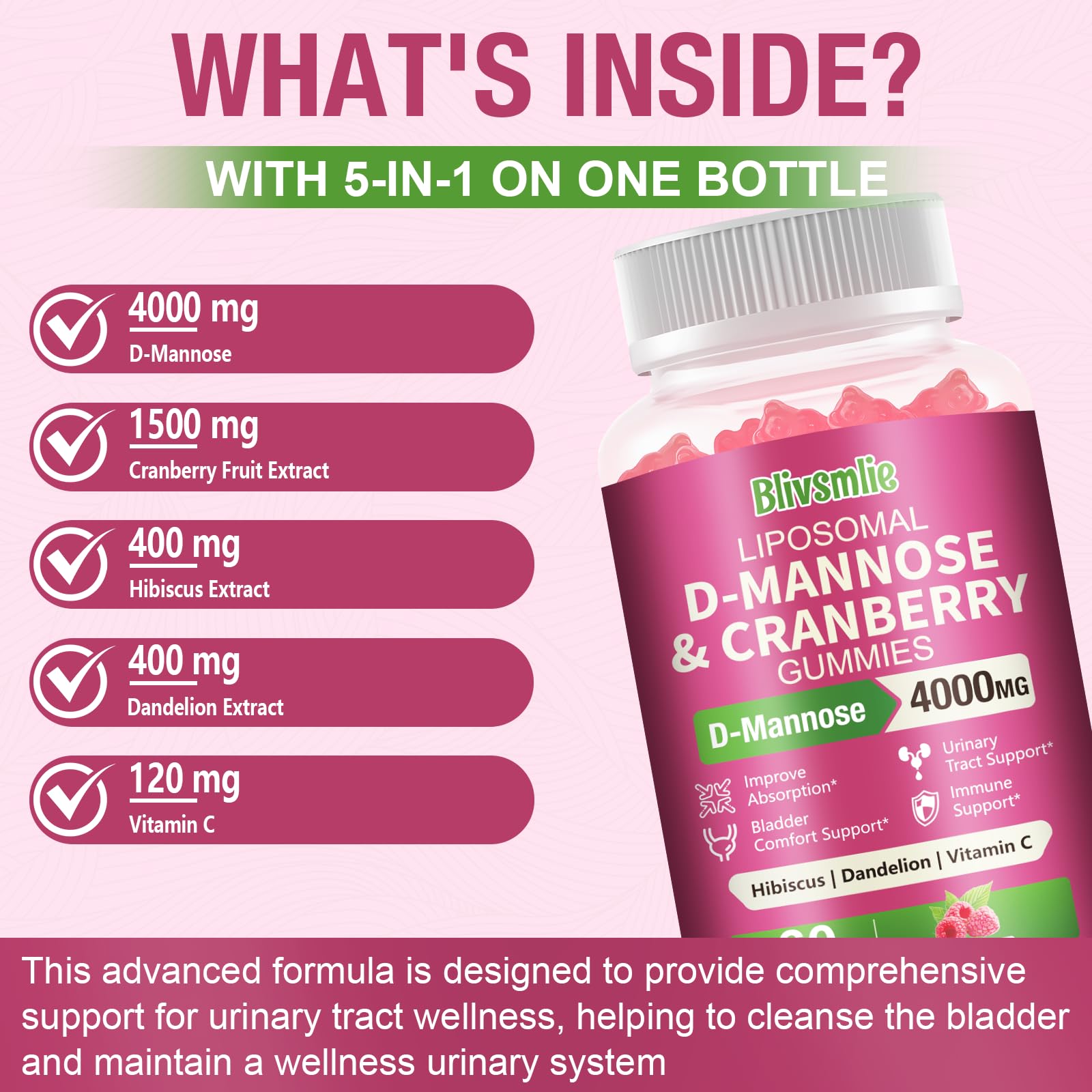 Blivsmlie Hibiscus Cranberry blend on label with vibrant packaging for a refreshing wellness gummy.