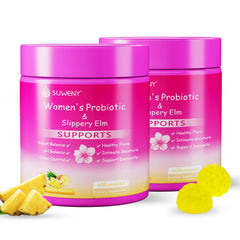 Blltzzz Her Juicy Feminine Probiotics Gummies bottle showing pineapple flavor and vegan formula.