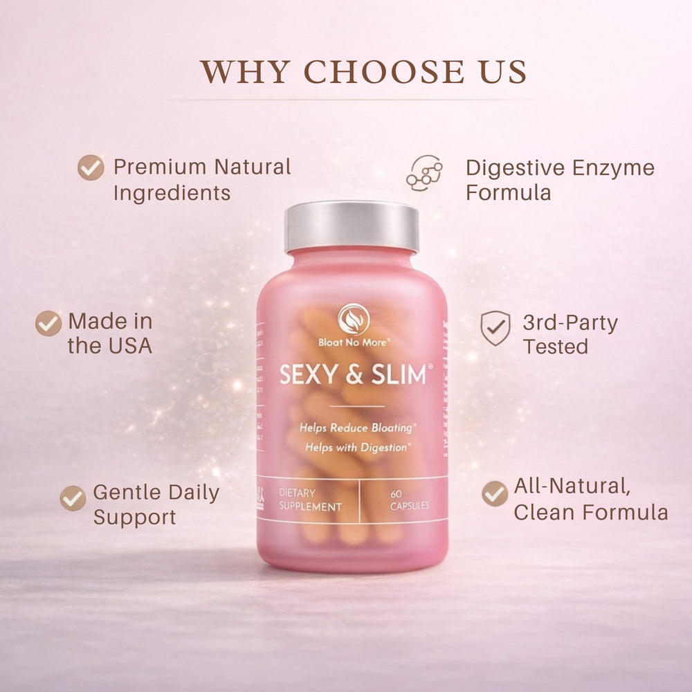 Bloat No More capsules being poured for easy post-meal support.