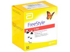 Close-up of Blood Glucose Test Strips emphasizing quick testing and compact packaging.
