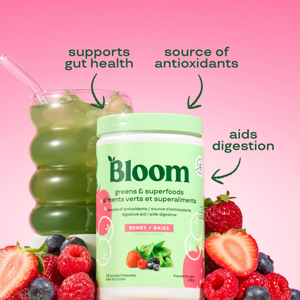 Bloom Nutrition digestive enzymes and probiotics bottle label for gut comfort
