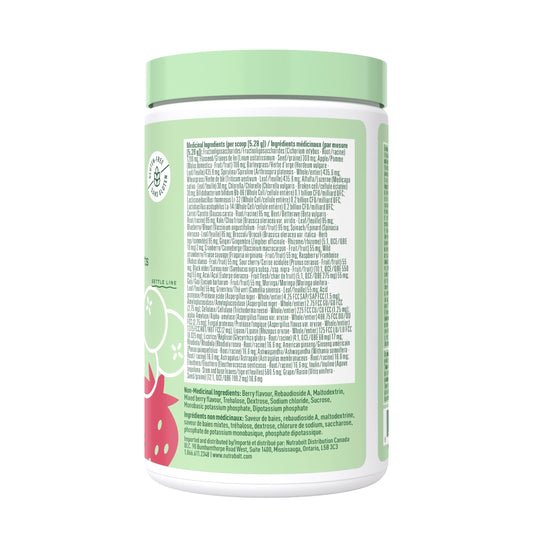Bloom Nutrition greens powder berry flavor in glass for daily refresh